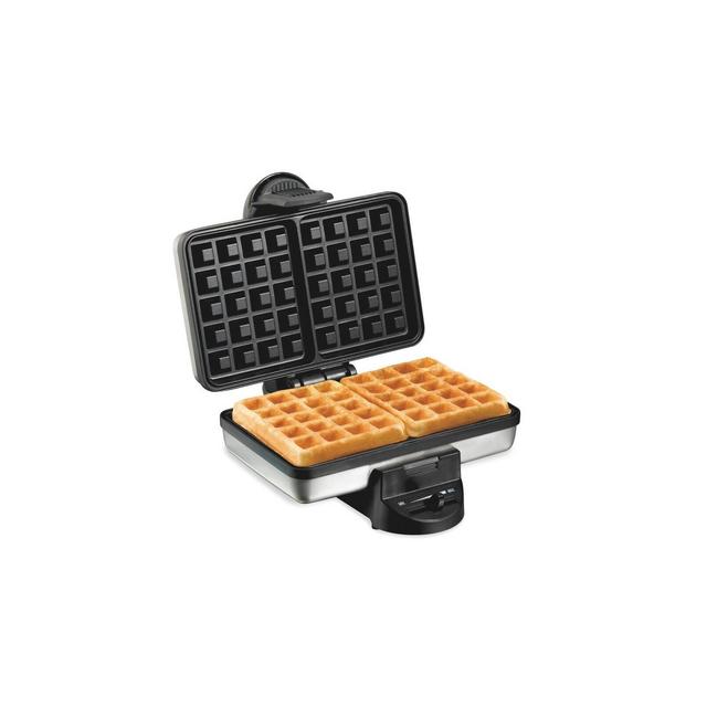 Hamilton Beach Belgian Style Waffle Baker 26009G: Nonstick Metal, 650W, Hand Wash, Silver, 72 sq in Grill Surface