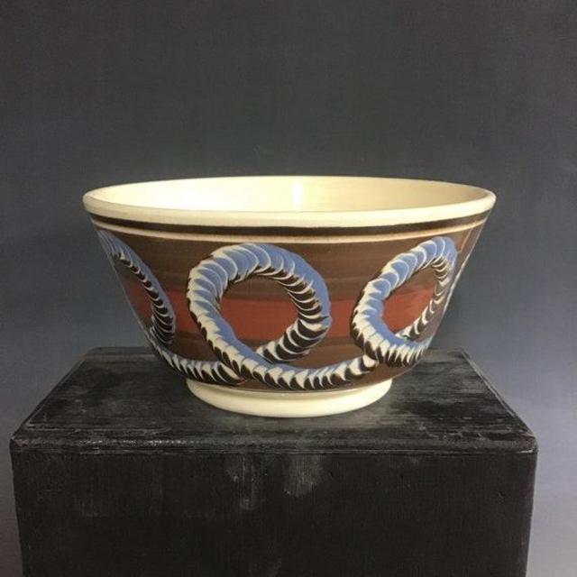 Mocha ware serving bowl handmade pottery