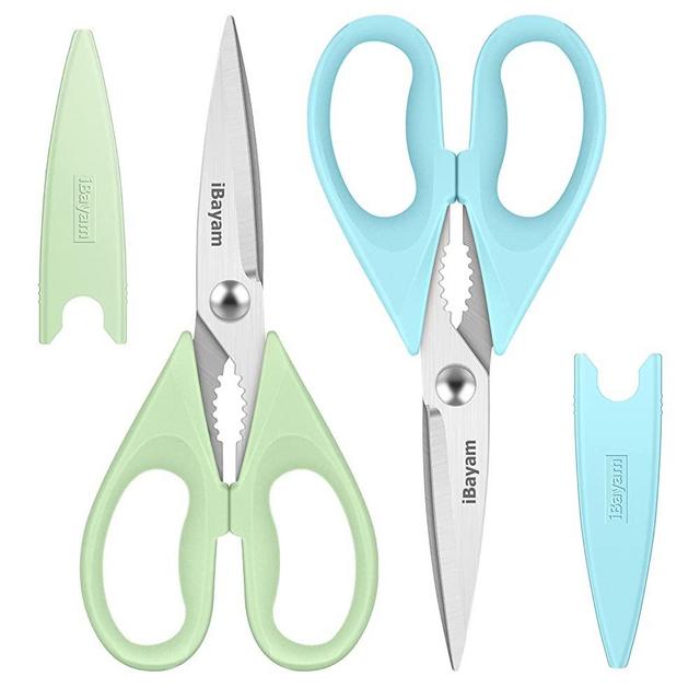 Kitchen Shears, iBayam 2-Pack Kitchen Scissors Heavy Duty Meat Scissors, Dishwasher Safe Cooking Scissors, Multipurpose Stainless Steel Sharp Utility Food Scissors for Chicken, Poultry, Fish, Herbs