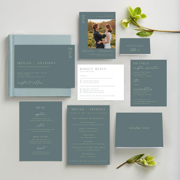 Avinyo | Blue Spruce | Zola Wedding Enclosure Cards