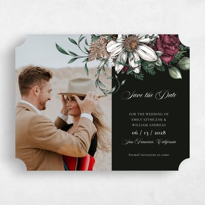 Black Ticket Wedding Save the Date - Poconos Portrait