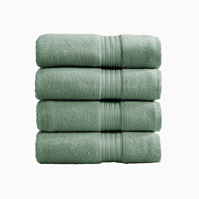 Green Bath Towels - 100% Cotton 4 Pack 54x27 Bath Towel Set - Lightweight, Absorbent, Quick-Dry Towels for Bathroom (Eucalyptus)
