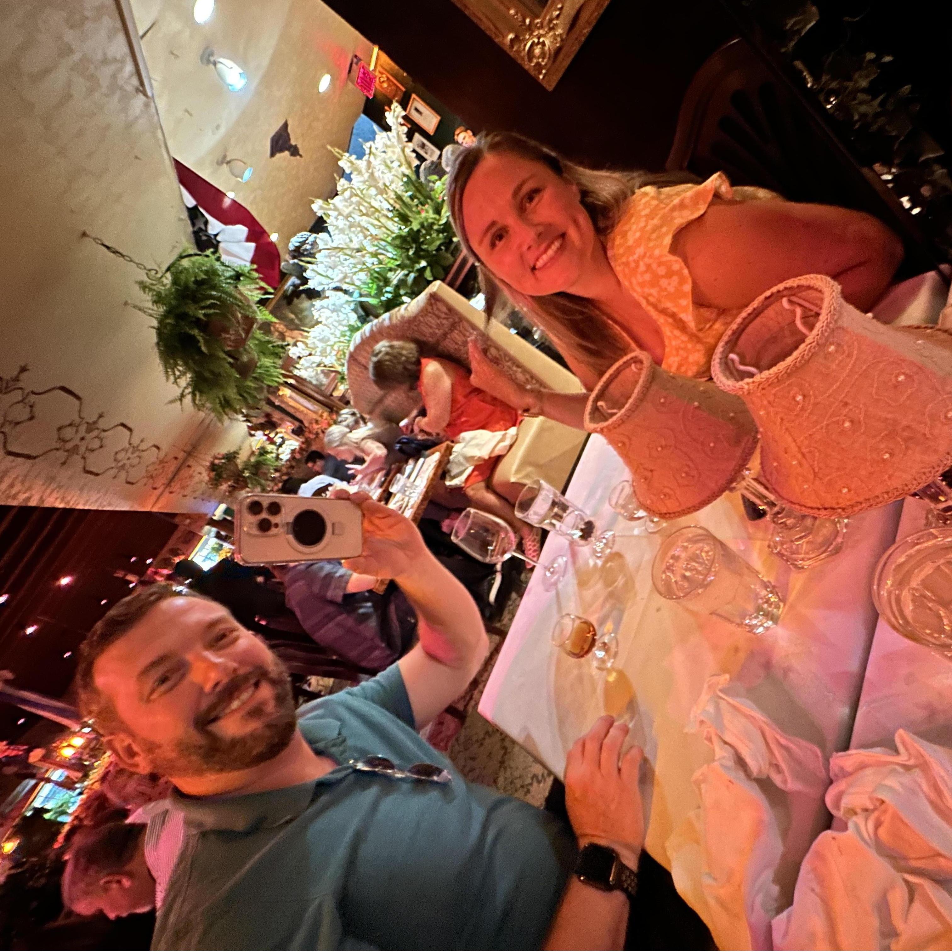 At our favorite Italian restaurant for our one year anniversary