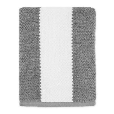 Under the Canopy® Organic Cotton Stripe Bath Towel in White/Titanium