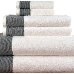 LUNASIDUS CTT-100 Venice Luxury Hotel & Spa Premium 6Piece Towel Set, 100% Turkish Cotton, Towel Sets, White Towel, Black