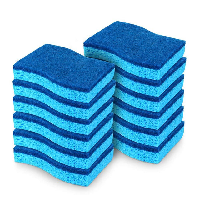 AIDEA-Brite Non-Scratch Scrub Sponge, Cleans Fast Without Scratching, Stands Up to Stuck-on Grime, Cleaning Power for Everyday Jobs, 12 Scrub Sponges