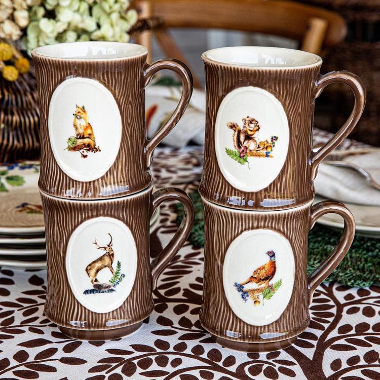 Christmas in the Country Stoneware Mugs - Set of 4