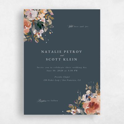 Teal, Blue Wedding Invitation - Fenella Portrait