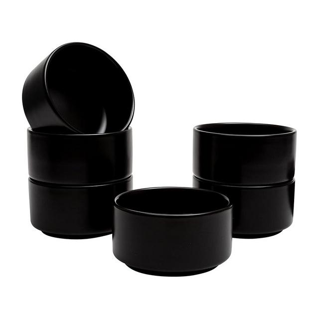 Vikko Modern Soup Bowls, Set of 6 Black Matte Porcelain Bowls, Large Size 22 oz Elegant Restaurant Style Soup Bowl Set, Microwave and Dishwasher Safe
