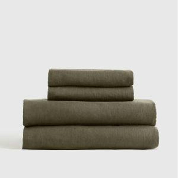 European Linen Sheet Set in Dusty Olive - Queen