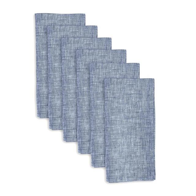 Solino Home Linen Napkins 20 x 20 Inch – Chambray Indigo Thanksgiving Dinner Napkins Set of 6 – Handcrafted from 100% Pure Linen and Machine Washable – Athena
