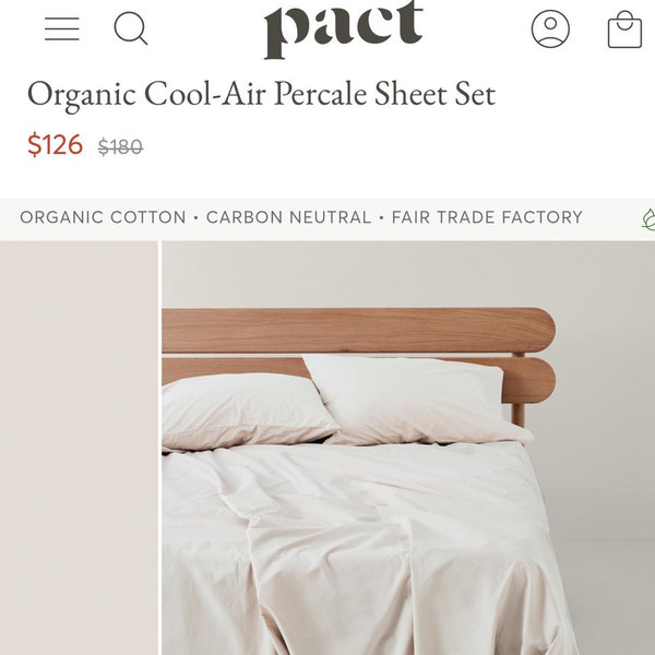 PACT Home Lunar Organic Cool-Air Percale Sheet Set KG