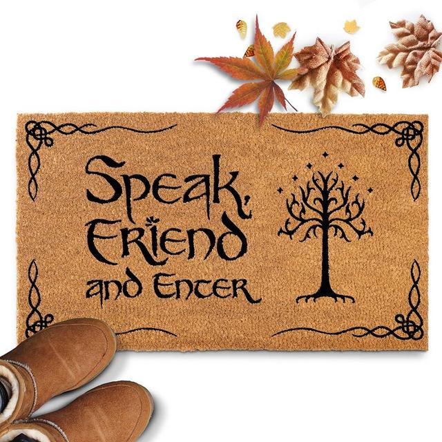 Speak Friend and Enter Doormat 30x17 Inch, The Lord of the Rings Merchandise Welcome Mat Funny, Speak Friend and Enter Welcome Mat, Lotr Gifts, Lord of the Rings Decor, Funny Lord of the Rings Doormat