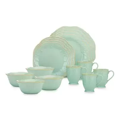 Lenox® French Perle 16-Piece Dinnerware Set in Ice Blue