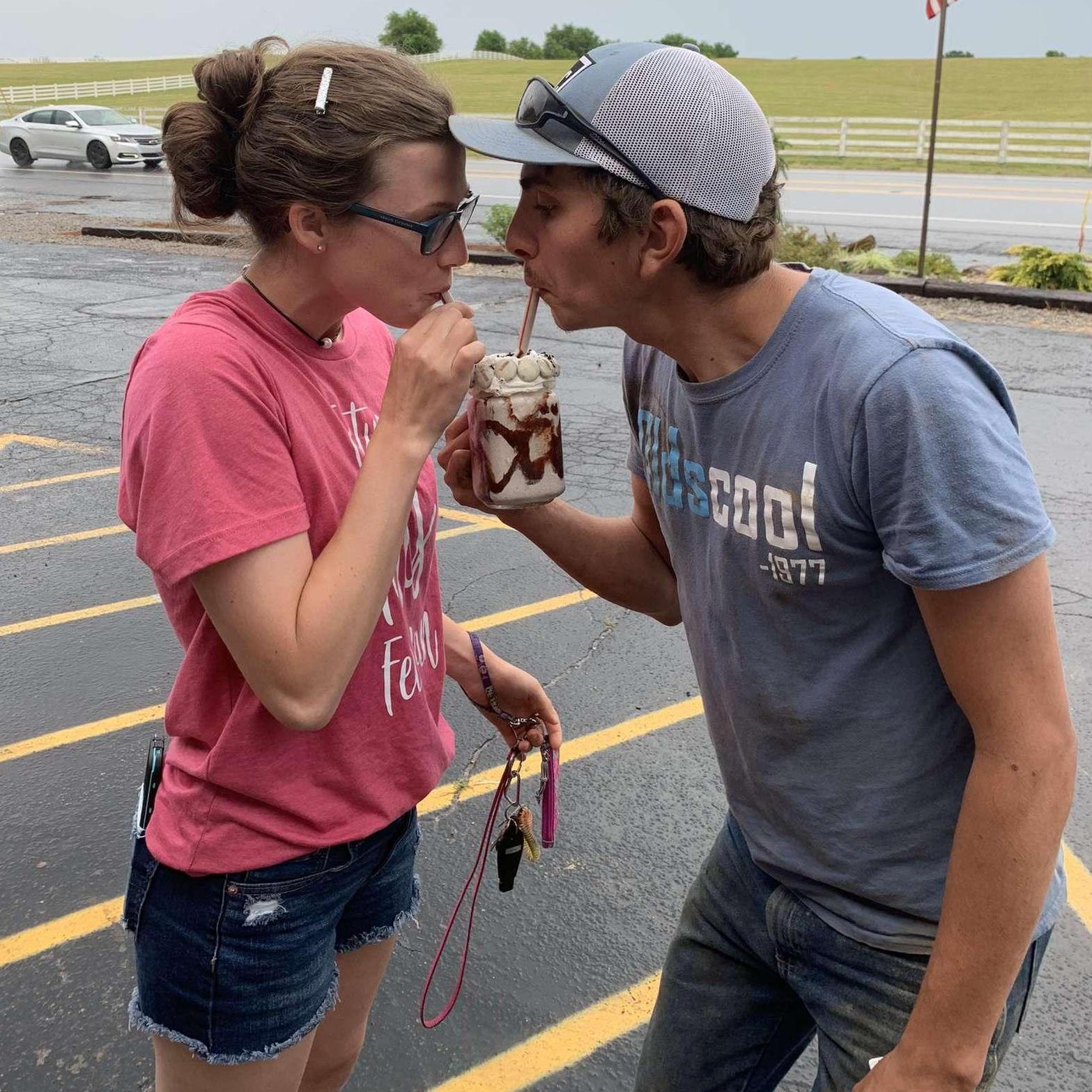 Trying out a new gourmet ice cream shop in town