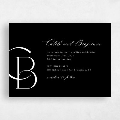 Black Wedding Invitation - Kenai Landscape