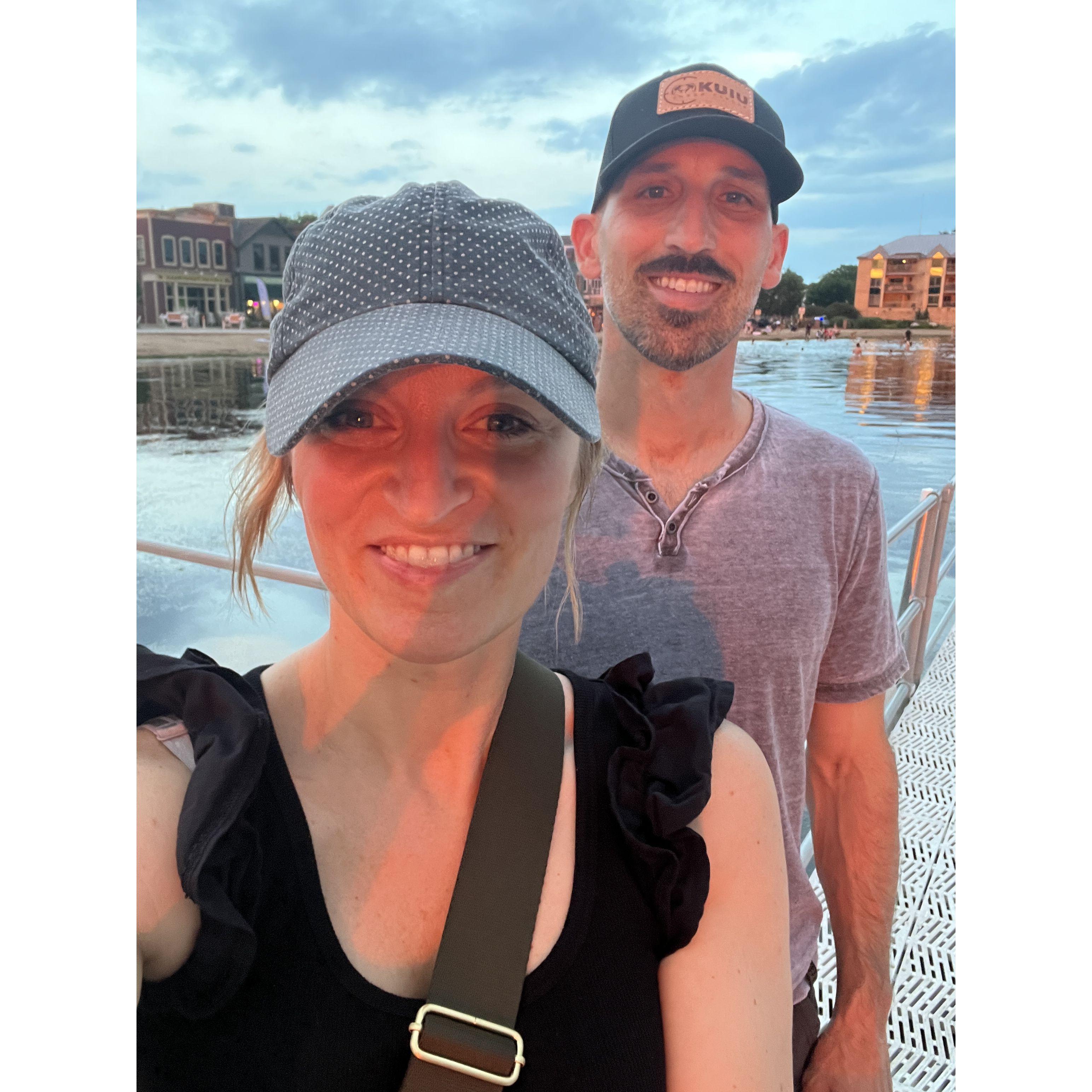 We love taking in the sunset on Pewaukee Lake