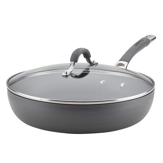 Circulon 83907 Radiance Deep Hard Anodized Nonstick Frying Pan / Fry Pan / Hard Anodized Skillet with Lid - 12 Inch, Gray