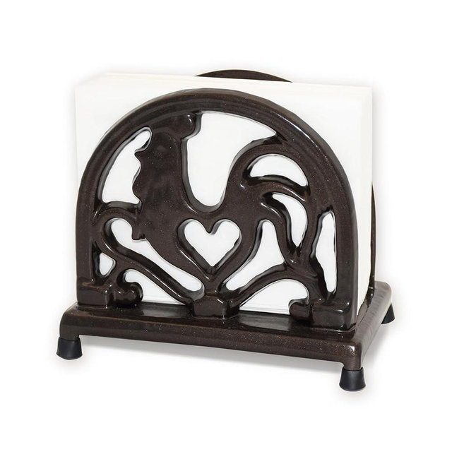 MINLUFUL Vintage Metal Napkin Holder, Heavy Cast Iron Napkin Holder Organizer for Kitchen Restaurant Home Décor, Coffee Gold