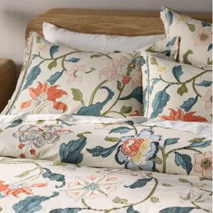 The Printed Cotton-Slub Pillow Shams, Set of 2 in Trellis Bloom