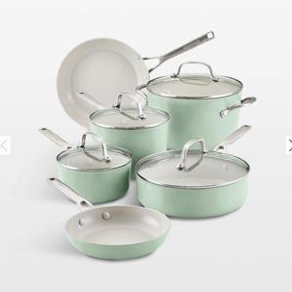 KitchenAid ® Pistachio Hard-Anodized Ceramic Non-Stick 10-Piece Cookware Set