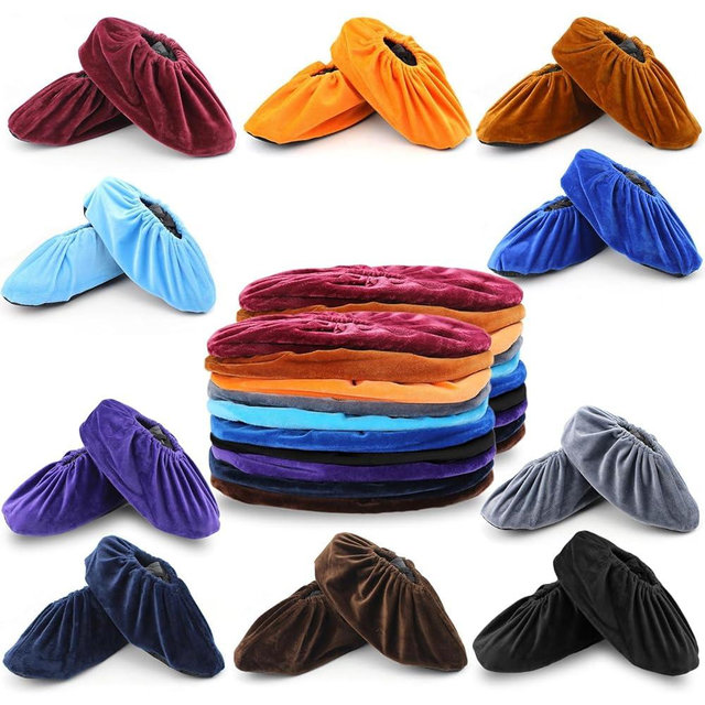 TKRADISH 20 Pairs Reusable Non Slip Shoe Covers, Universal Soft Washable Thickened Foot Boot Shoe Covers for Interior, office, cleaning