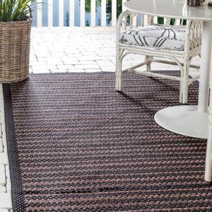 Backyard: Brown 8' x 11' 4 Border Indoor / Outdoor Rug