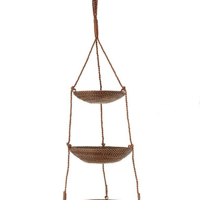 KOUBOO 3-Tier Hanging Basket in Rattan-Nito, Brown