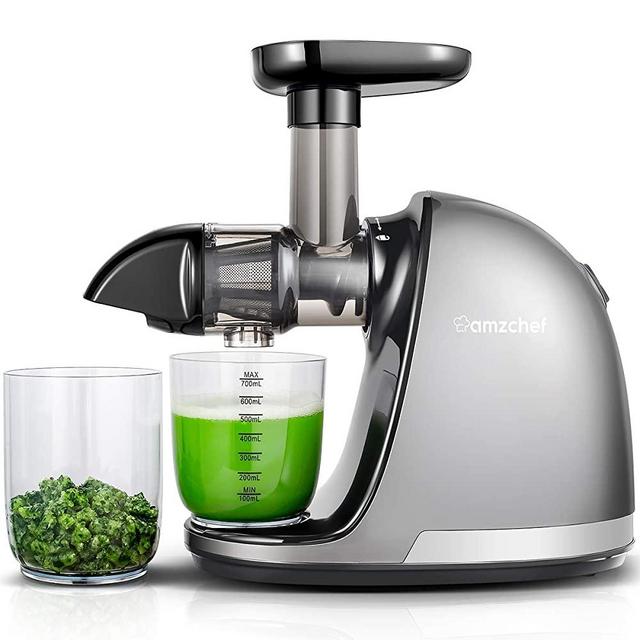 Slow Masticating Juicer, AMZCHEF Slow Juicer Extractor Professional Machine, Cold Press Juicer with Quiet Motor/Reverse Function, Juicer Machines with Brush, for High Nutrient Fruit & Vegetable Juice