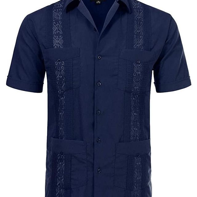 Allsense Men's Short Sleeve Cuban Guayabera Shirts