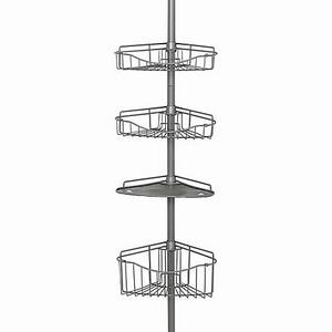 Zenna Home® 3-Basket Corner Pole Shower Caddy in Satin Nickel