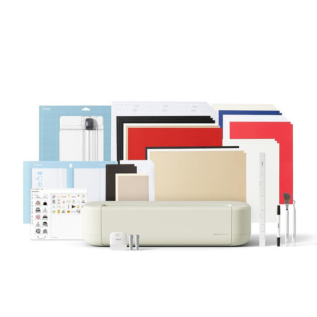 Cricut Explore® 5 Essential Bundle + Digital Content, Taupe - Precise Cutting Machine - Works with 100+ Materials - Sleek, Simplified Design - Includes Supplies for 65 Projects + Bonus Digital Content