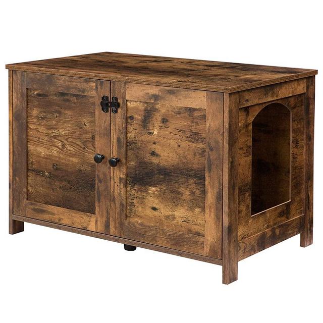 HOOBRO Cat Litter Box Enclosure, Hidden Cat Washroom with Divider, Wooden Pet House End Table, Large Enough for Most of Orange Cat and Litter Box in Indoor Living Room, Bedroom, Rustic Brown BF03MW01