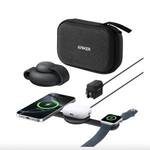 Anker - MagGo Wireless Charging Station (3-in-1, Foldable Pad with Travel Case Included) - Black
