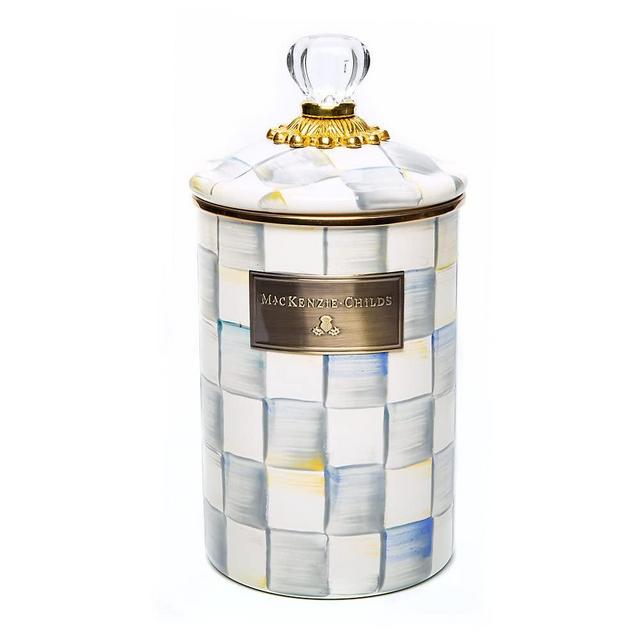 MACKENZIE-CHILDS Sterling Check Canister with Lid, Sugar, Coffee, or Flour Container, Large