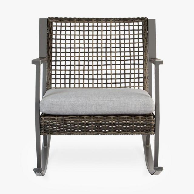 Klein All-Weather Wicker Rocking Lounge Chairs - Set of 2 , Set of 2, Gray