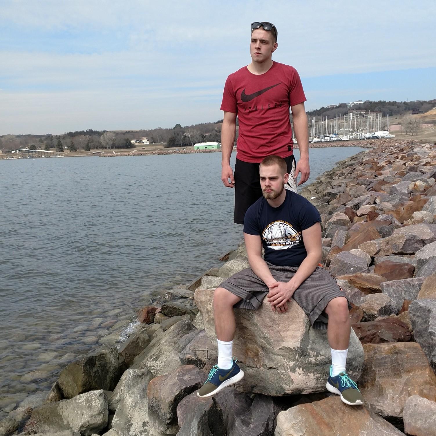 Robert and Aaron posing for a cool picture at Yankton, SD.