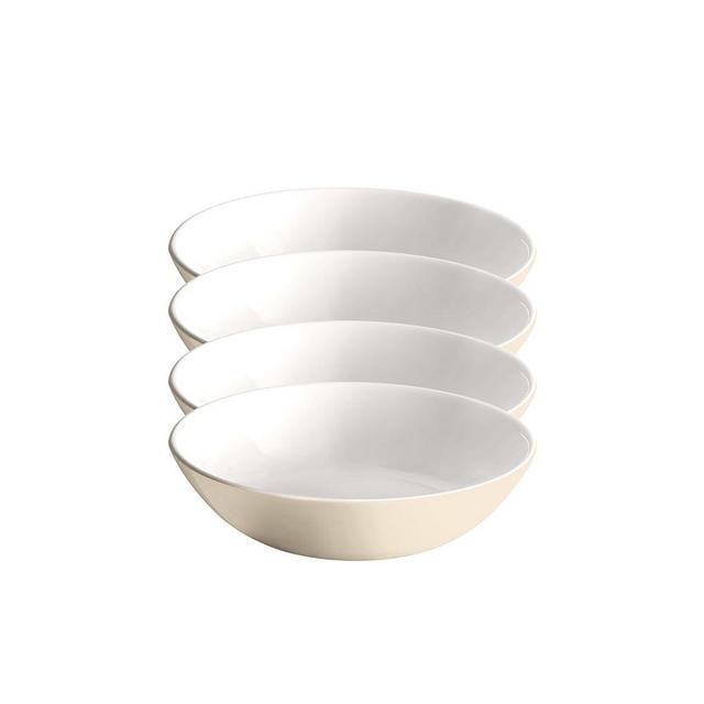 Emile Henry EVERYDAY COLLECTION 8.75"/1qt Ceramic Pasta Bowl Set of 4, Sugar & Cream