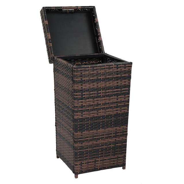 VINGLI Wicker Patio Trash Can, 27 Gallon Rattan Trash Can with Removable Lid, Outdoor Wicker Waste Basket, Wast Container (Brown)