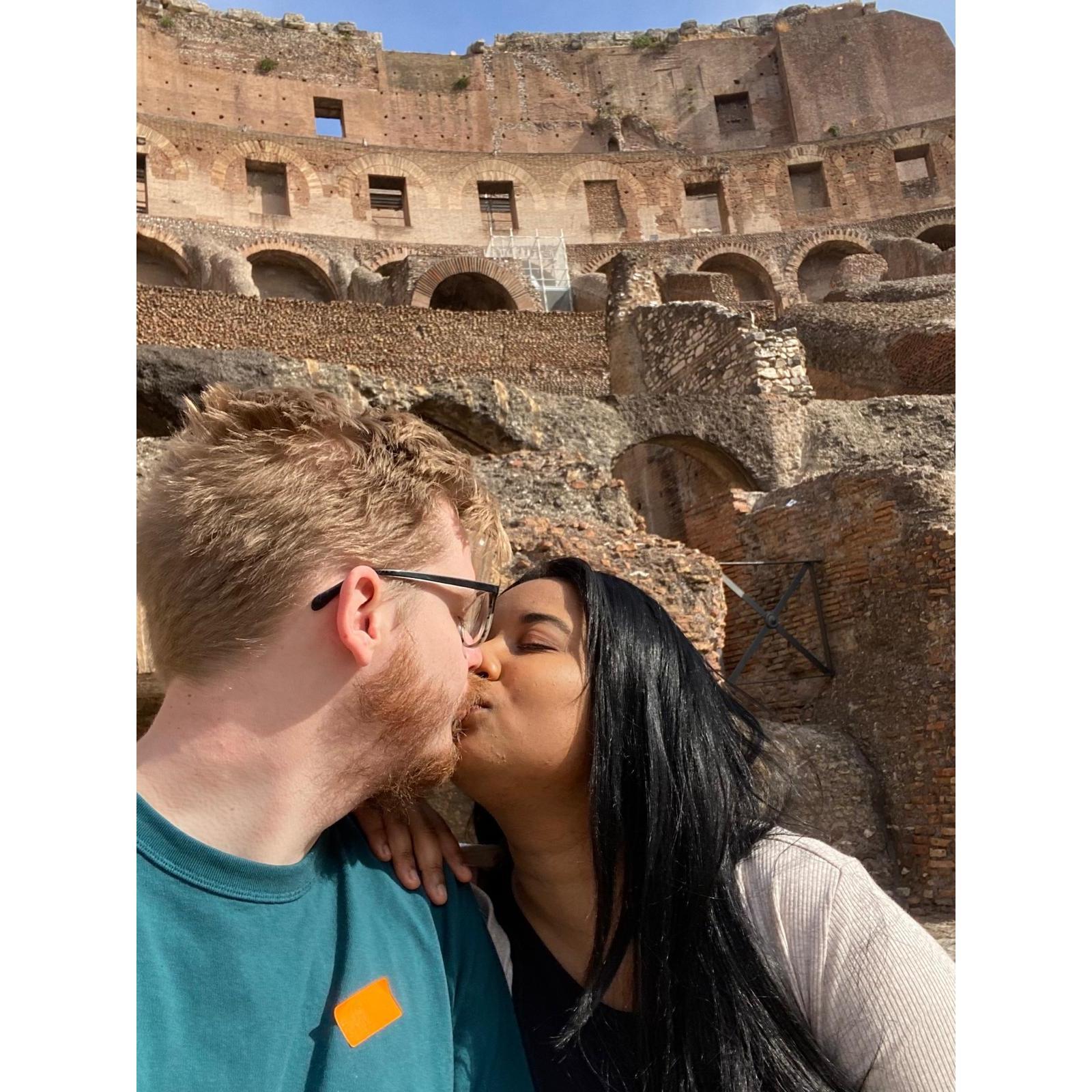 Kissing in the colosseum