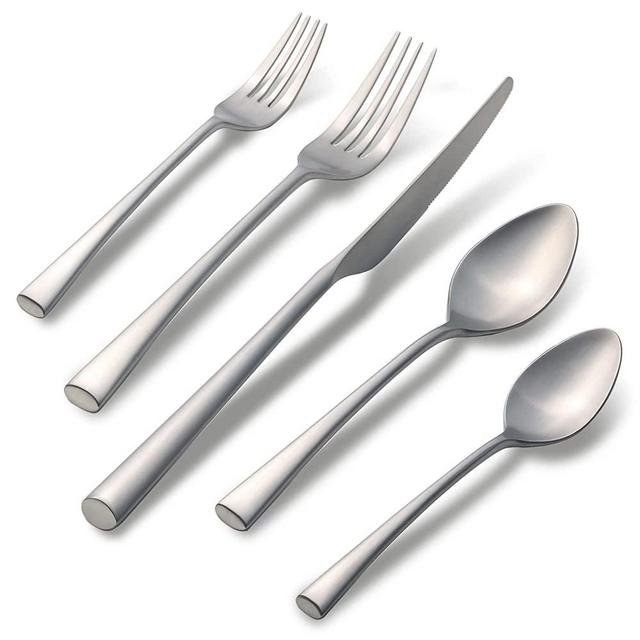 Alata Bailey 20-Piece Forged Stainless Steel Flatware Set Cutlery Set,Service for 4,Matte Satin Finish,Dishwasher Safe