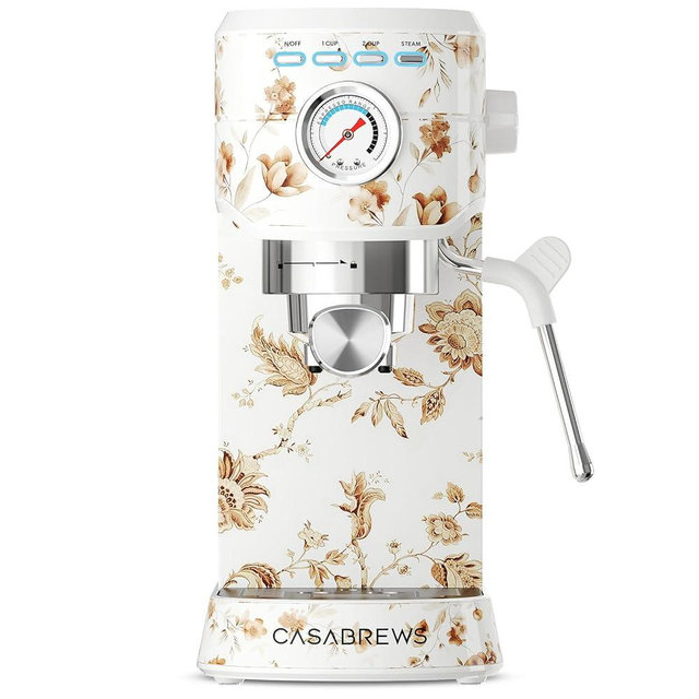 CASABREWS CM5418 Espresso Machine 20 Bar, Compact Espresso Maker with Steam Milk Frother, Stainless Steel Coffee Machine with 34oz Removable Water Tank for Cappuccino, Latte Machine, Blooming Ivory