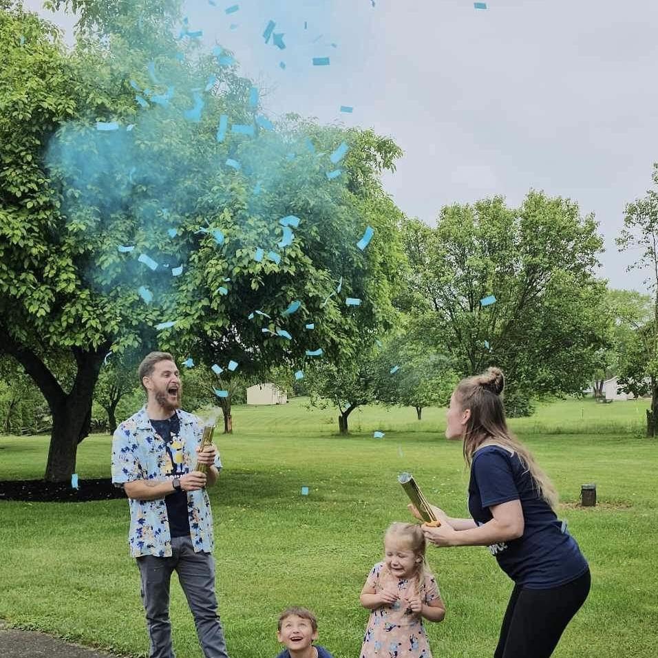 Finding out we were having a boy at Addie’s 5th birthday party