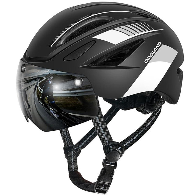 Odoland Bike Helmet with Magnetic Sun Visor for Adults, Glasses-Friendly Design Adjustable Dial Cycling Helmet for Men & Women, Urban Riding Bicycle Helmet for Mountain, Road, E-Bike, Commuting