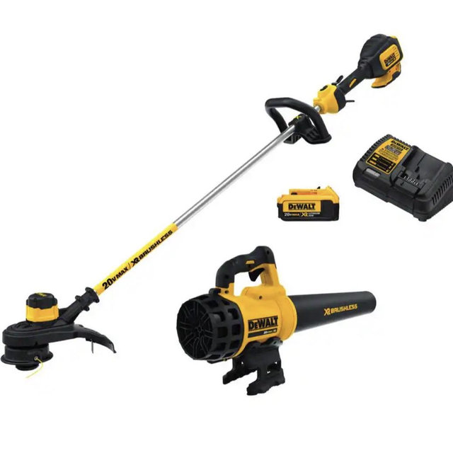 DEWALT 20V MAX Cordless Battery Powered String Trimmer & Leaf Blower Combo Kit with (1) 4.0 Ah Battery and Charger DCKO97M1