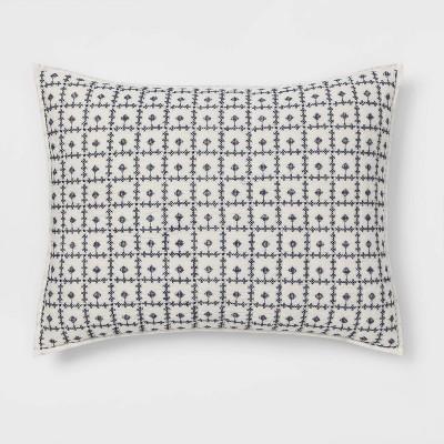 King Embroidered Grid Sham Blue - Threshold™