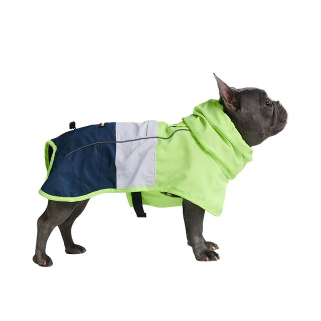 Spark Paws Dog Raincoat, Waterproof Windproof Rain Jacket, for Small Medium Large Extra Large Dogs, Reflective Breathable Full-Body Coverage Dry Suit - Neon White Navy Blue, XL