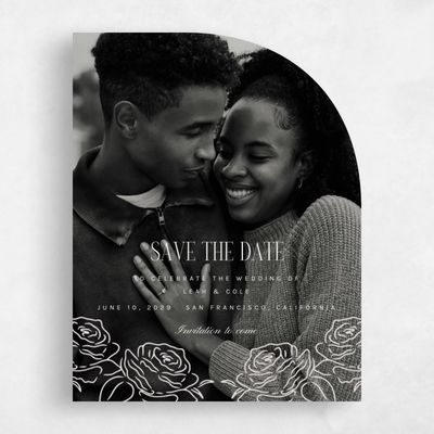 Grey Half arch Wedding Save the Date - Silvana Photo