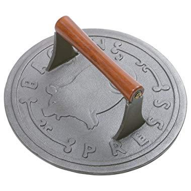 Norpro 8.75-Inch Cast Iron Bacon Press with Wood Handle, Round