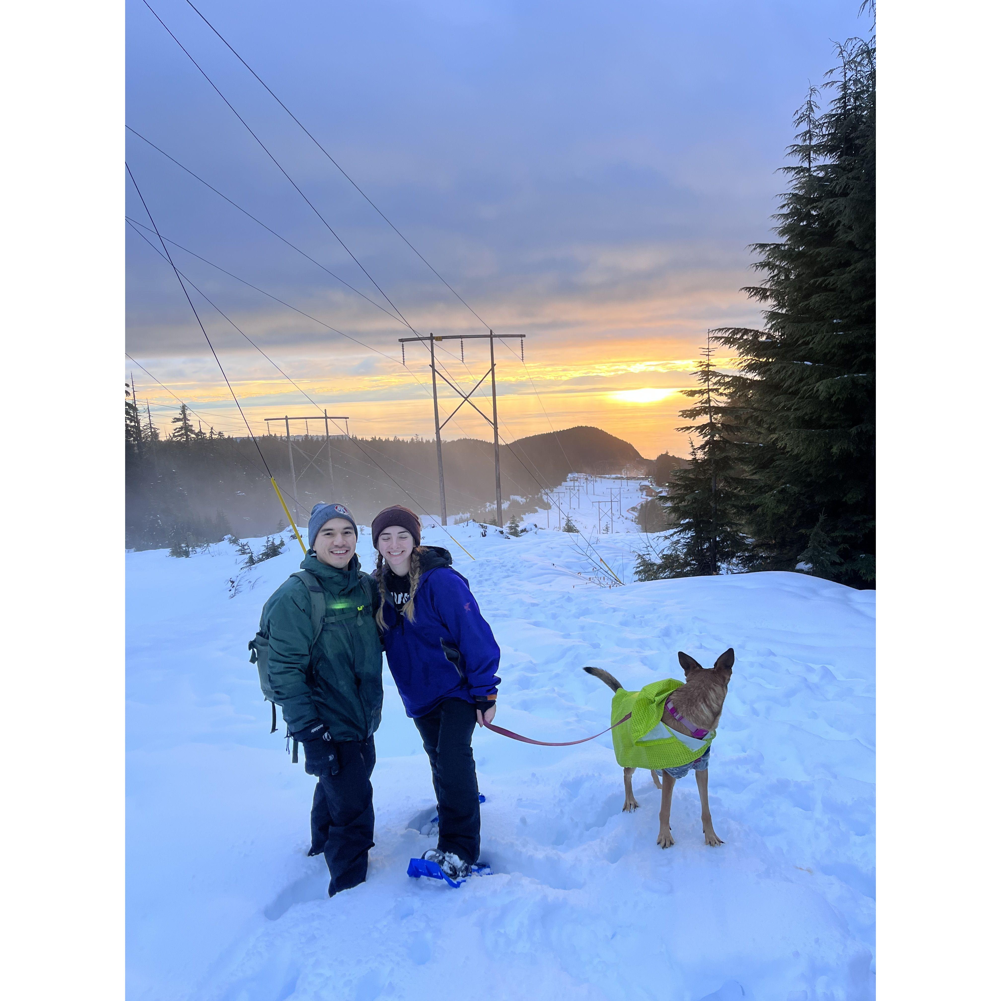 Snowshoeing on our 8th anniversary on Cypress Mountain, Vancouver 2022